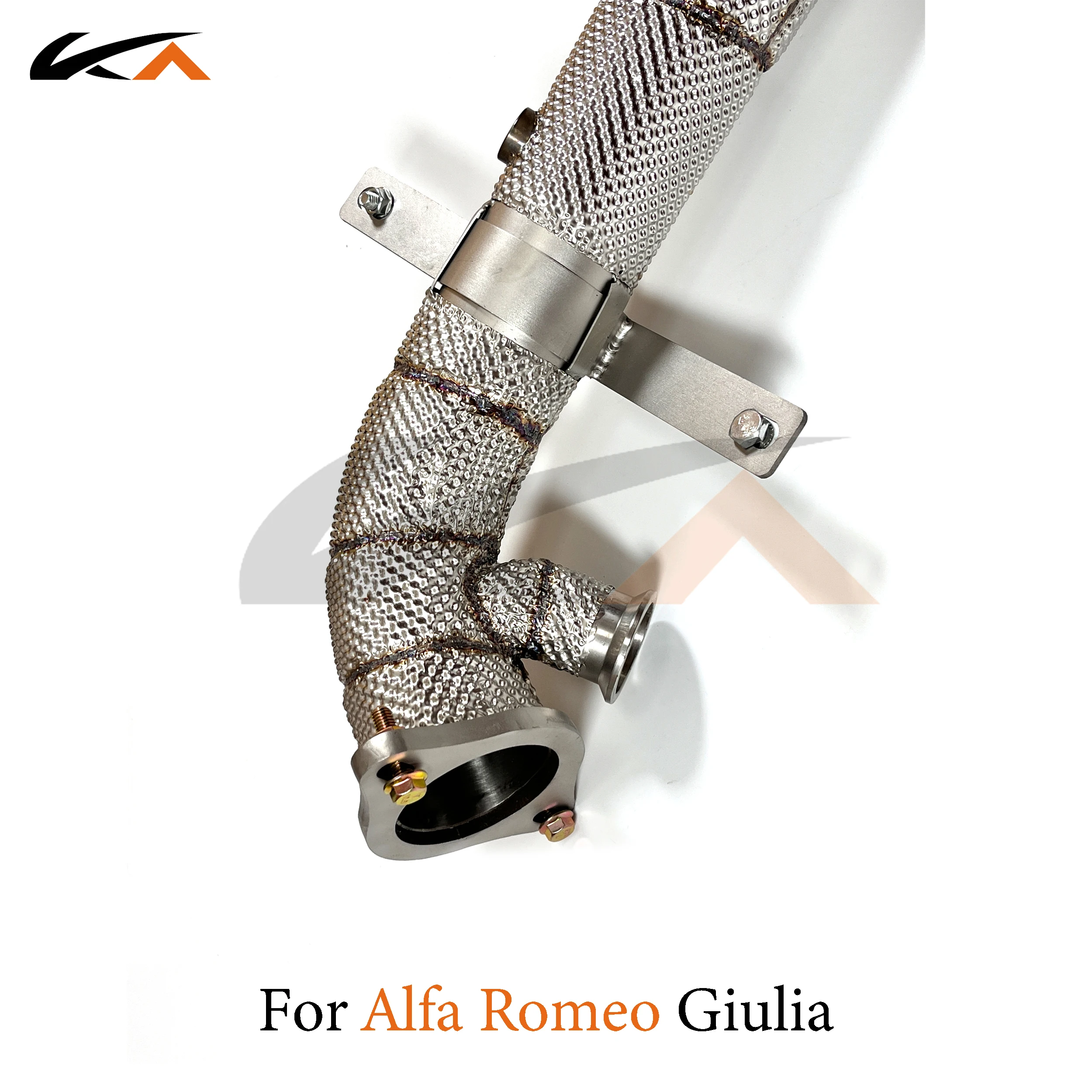 KA Alfa Romeo Giulia 2.0T 액슬 파이프 성능 촉매(열 차폐 포함)용 다운파이프 배기 스테인레스 헤더 조정
