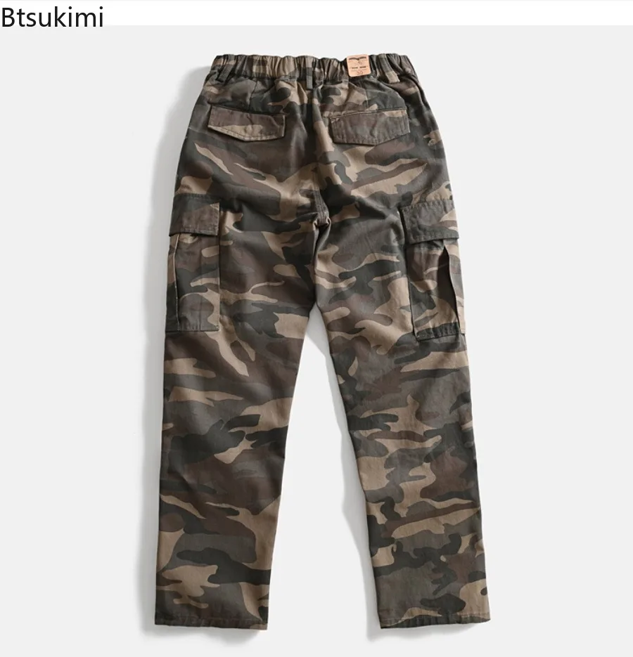 Pantaloni da Lavoro Mimetici da Uomo, Gamba Dritta e Larga, Stile Retrò High Street, Multi Tasche, Casual, Lunghi, Moda Maschile - immagine 4
