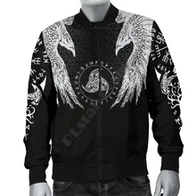 

Viking Style Men's Bomber Jacket Muninn 3D Printed thick Flight Jacket casual Women Men Warm winter coat