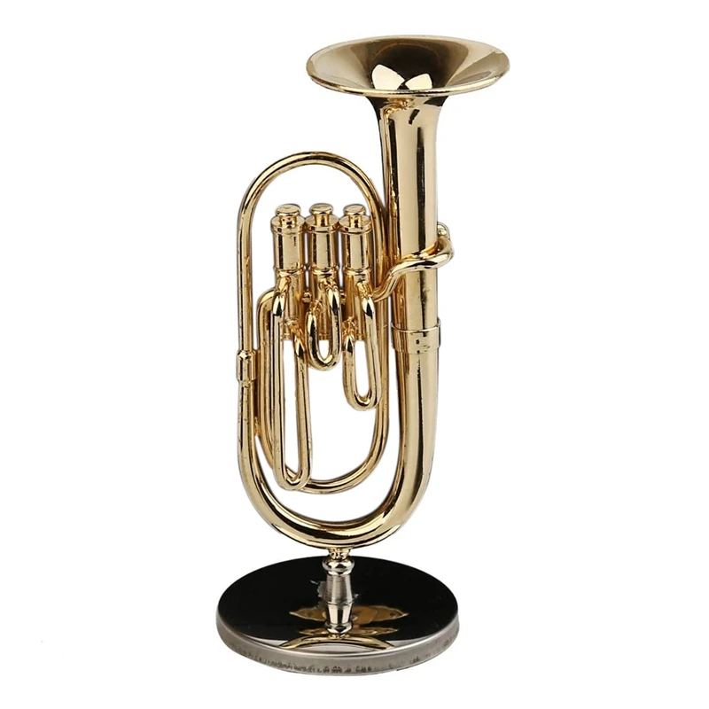 Copper Miniature Baritone Horn With Stand Mini Musical Instrument