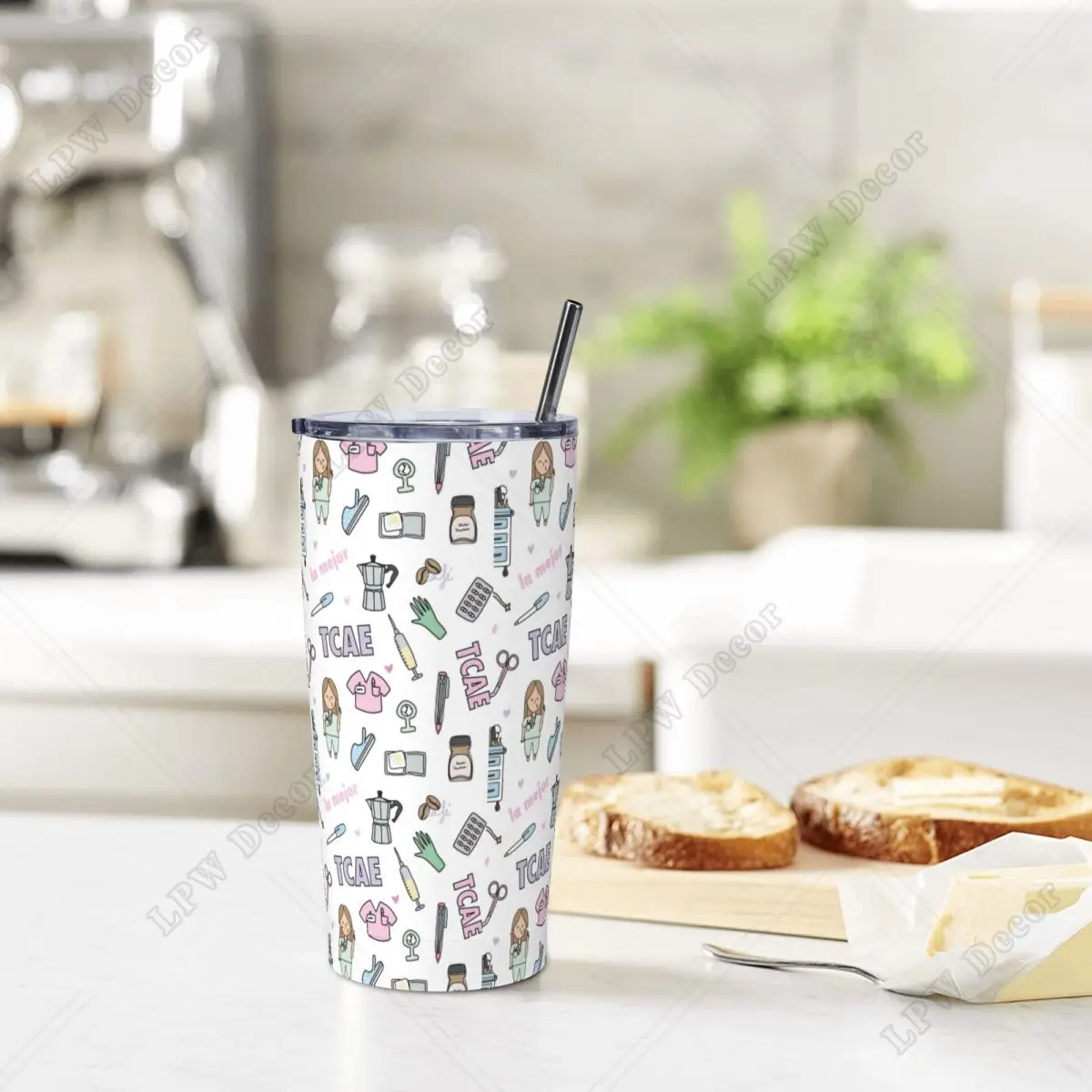 Doctor Nurse Enfermera En Apuros 20 Oz Tumbler Vacuum Insulated Travel Thermal Cup with Lid Straw Stainless Steel Dentist Mug