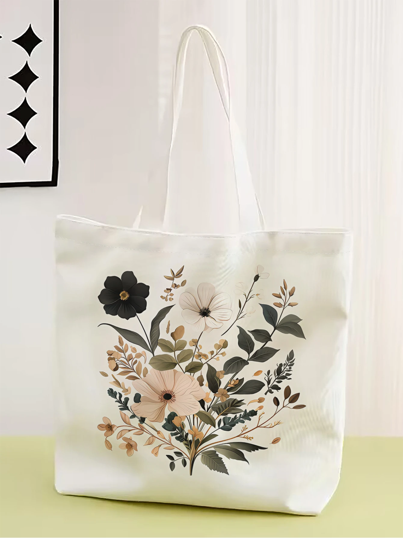 1pc,small flower pattern handbag, reusable fashionable handbag, multifunctional handbag, printed canvas shopping bag