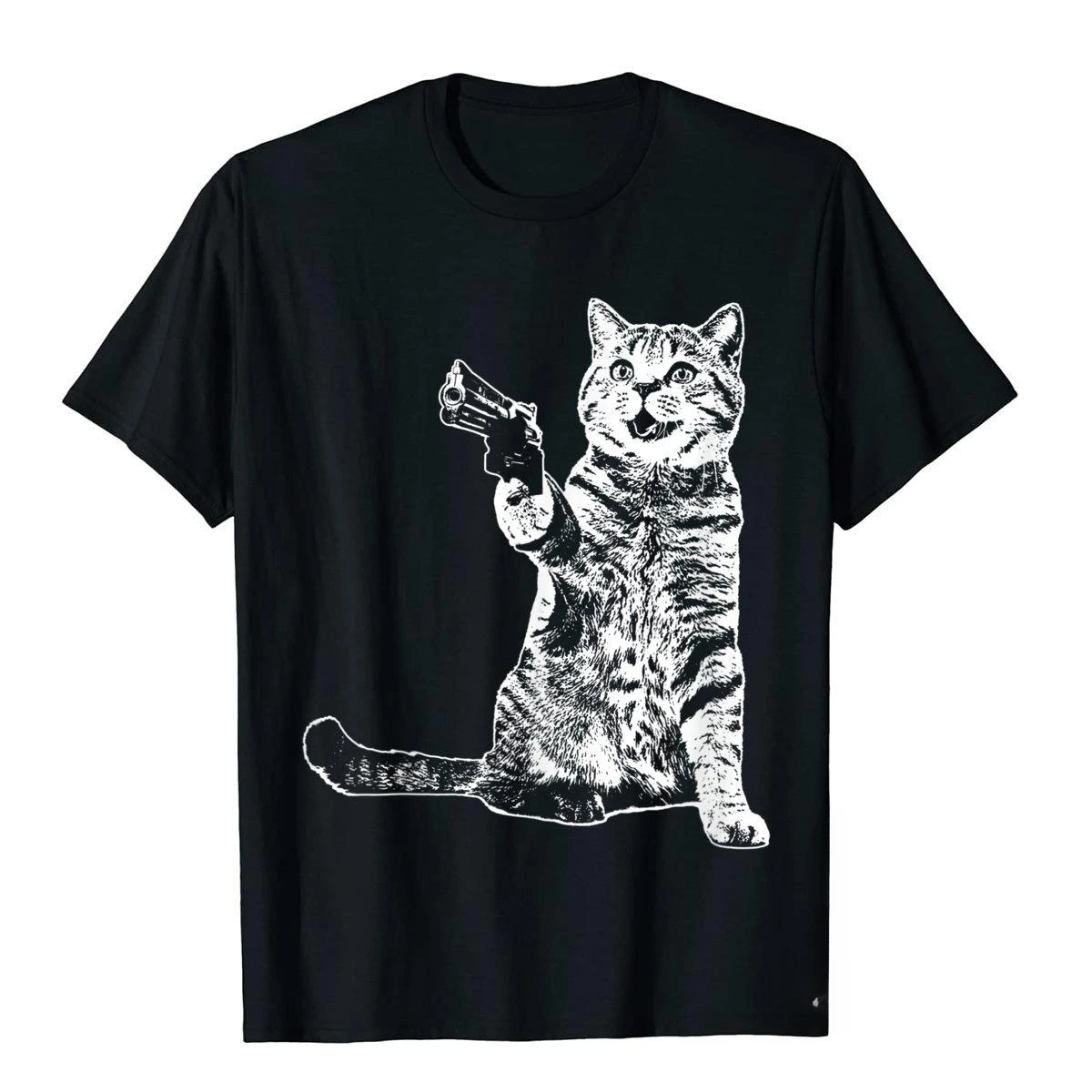 

Gun Kitten Fun Cat Simple Style Cotton youth top T-shirt for both men and women everyday fun short-sleeved crewneck clothes