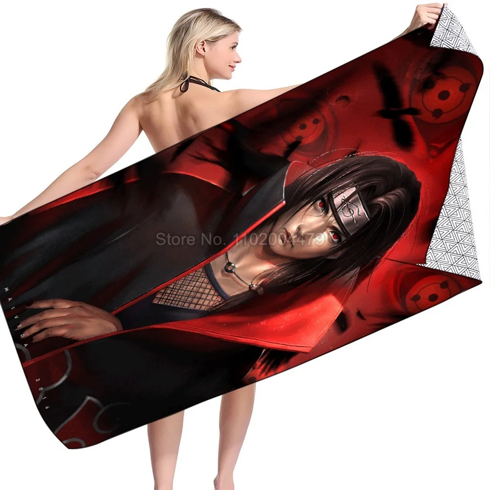 Ninja Uzumaki Uchiha Narutoes Bath Towel Cartoon Anime Shower Towel for Boys 3D Printed Yoga Mat Kids Washcloth 75cmx150cm