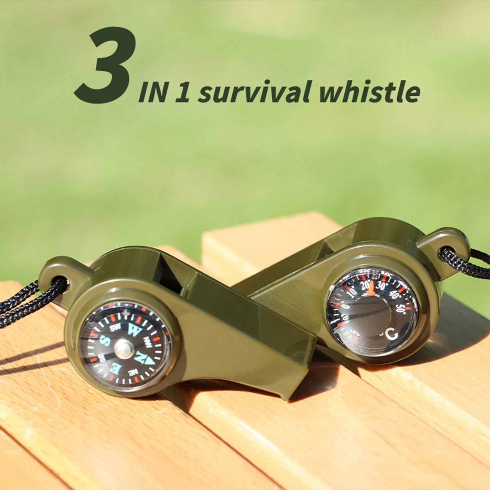 Outdoor High-frequency Survival Whistle 3-in-1 High Pitched Whistle With Compass For Camping Hiking Outing Wild Survival Sports