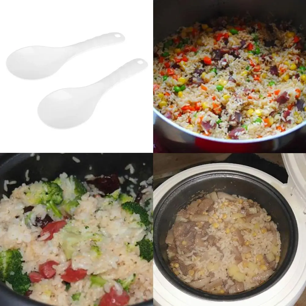 2Pcs Rice Server Spoon 8 Inch Rice Cooker Spoon Non Stick Plastic Rice Spatula Multifunctional Rice Cooker Accessories