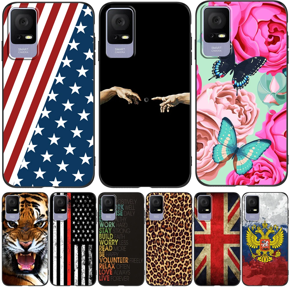 Custodia Per Tcl 405 406 408 Custodia Posteriore Cover Protettiva Morbida In Silicone Nero Tpu Uk Usa Flag Skull Wolf