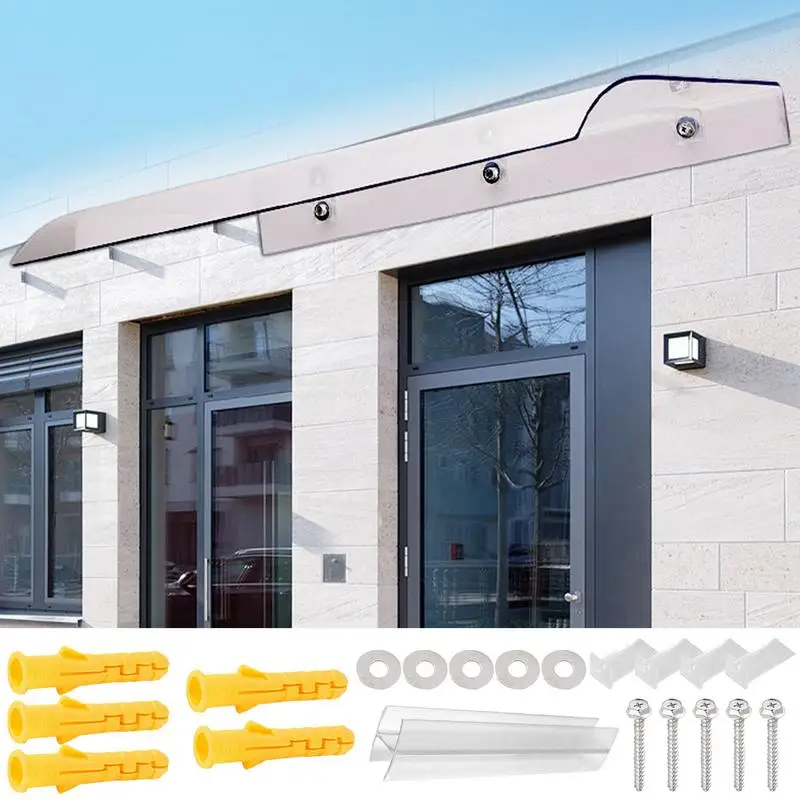 Front Door Canopy Curved Outdoor Awning Frosted Polycarbonate Cover Rain And Snow Resistant UV Garden Canopy For Doors Window