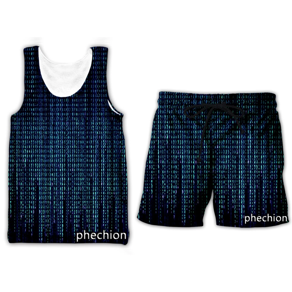 

phechion New Men/Women The Matrix 3D Printed Clothing Summer Fashion Streetwear Vest Men Loose Sporting Shorts T47
