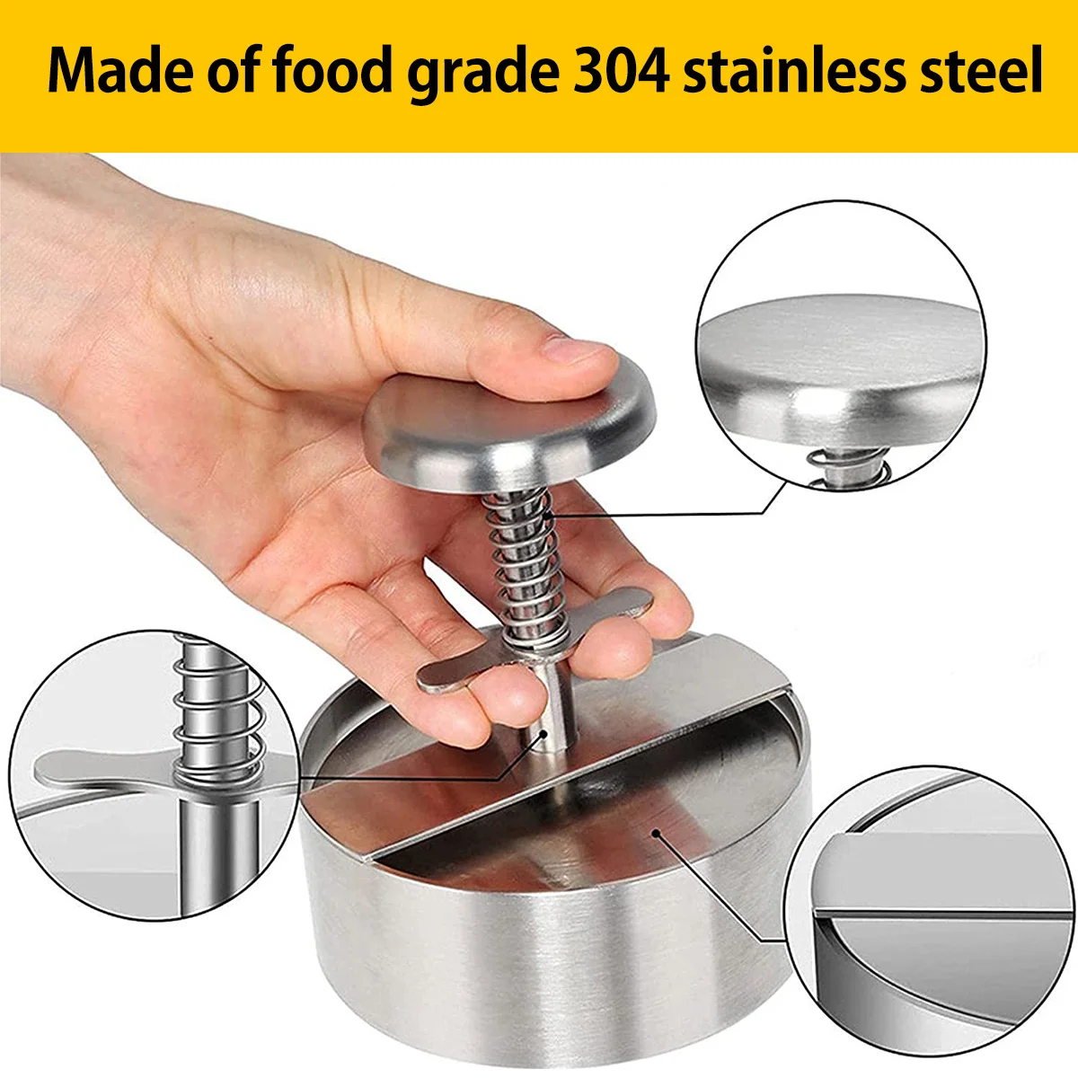 Burger Press Burger Maker Hamburger Press Hamburger Patty Maker 304 Stainless Steel Non-Stick Burger Press for Making Meat Patties and Thin Burgers