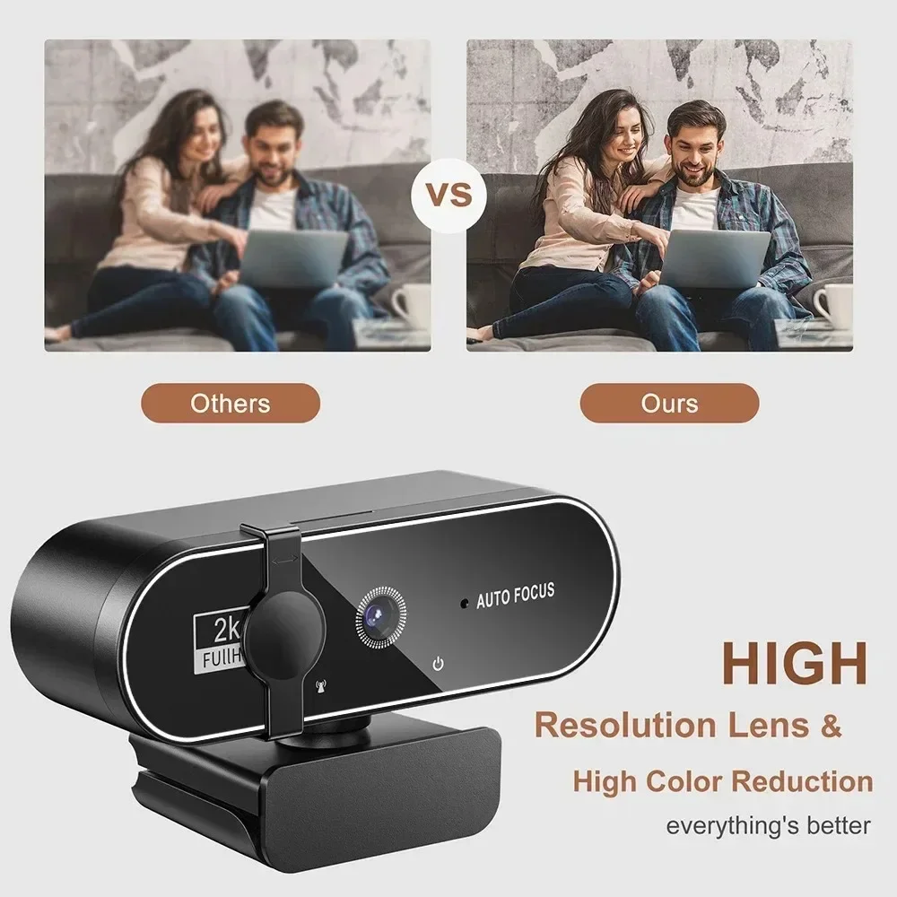 Webcam 4K 2K 1080P con microfono Messa a fuoco automatica Telecamera Full HD da 8 MP per PC Windows Laptop IOS MacBook Web Cam esterna Videochiamate - immagine 5