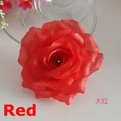 Set of 10 Gold Silk Rose Artificial Flower Heads for Wedding and Home Decor (Red)