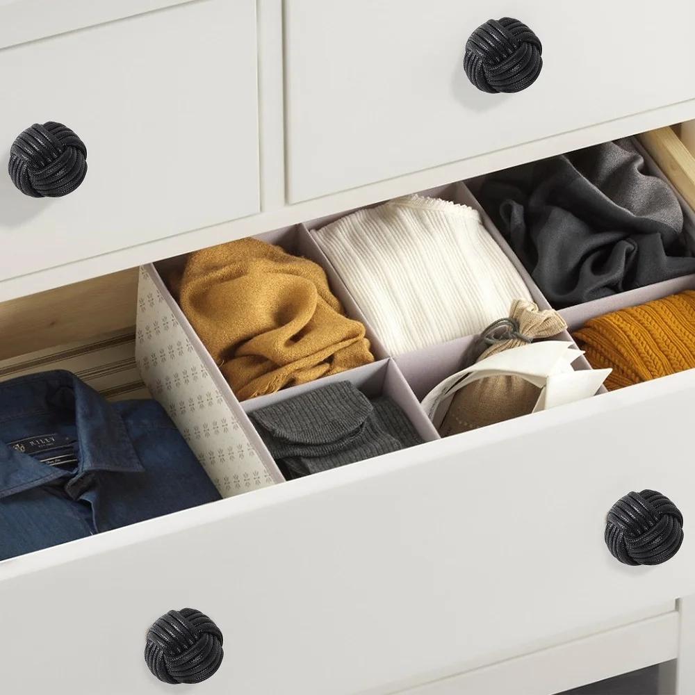 Hemp Rope Drawer Knobs Round Handmade Cabinets Dresser Handles Wood Kitchen Cupboard Wardrobe Door Pulls Furniture