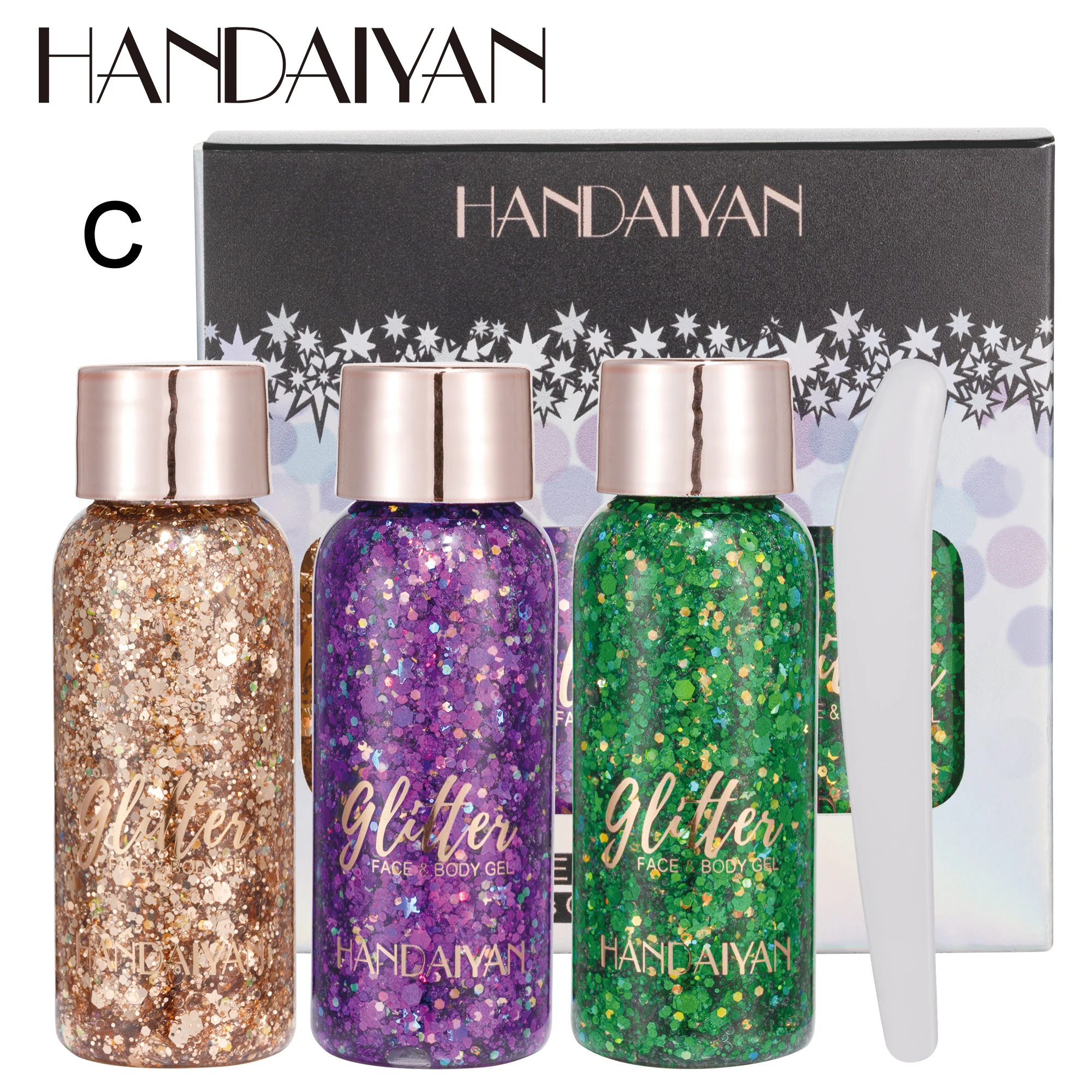 Body Glitter Gel HANDAIYAN 3 colors set gel glittering mermaid face and body glitter stage performance festival glitter gel female