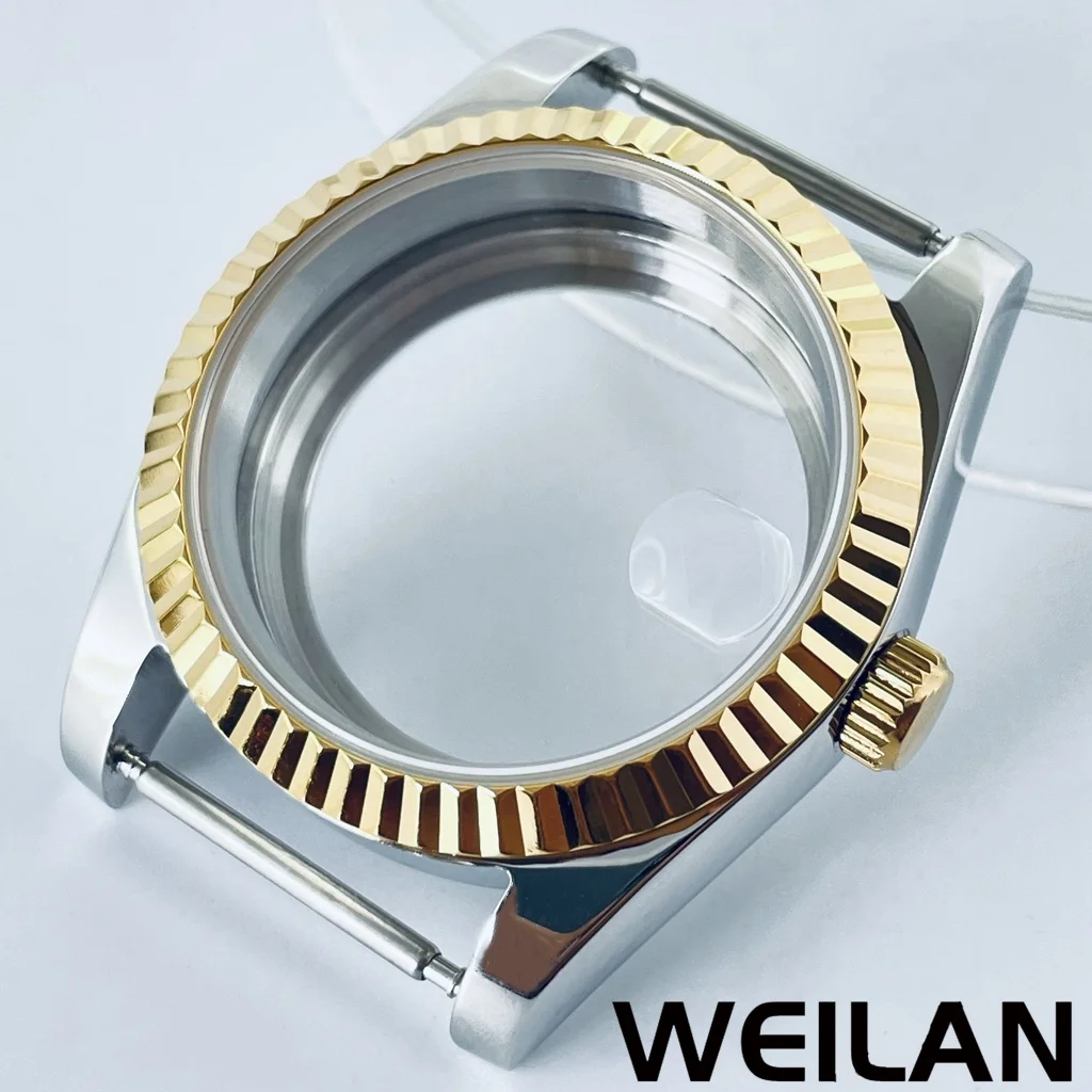 Premium Silver & Gold Waterproof Watch Case with Sapphire Crystal