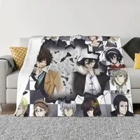 Bungou Stray Dogs Anime Fleece Spring Autumn Japanese Dazai Osamu Throw Blanket for Sofa Bedroom Bedding Throws 1