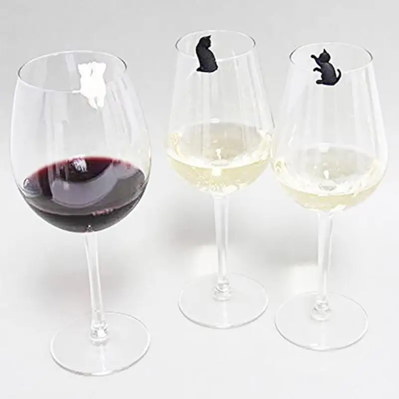 Silicone Glass Marker Cute Cat Shape Wine Cup Marker Wine Charms Tags Glasses Identifier Cups Bar Party Supplies