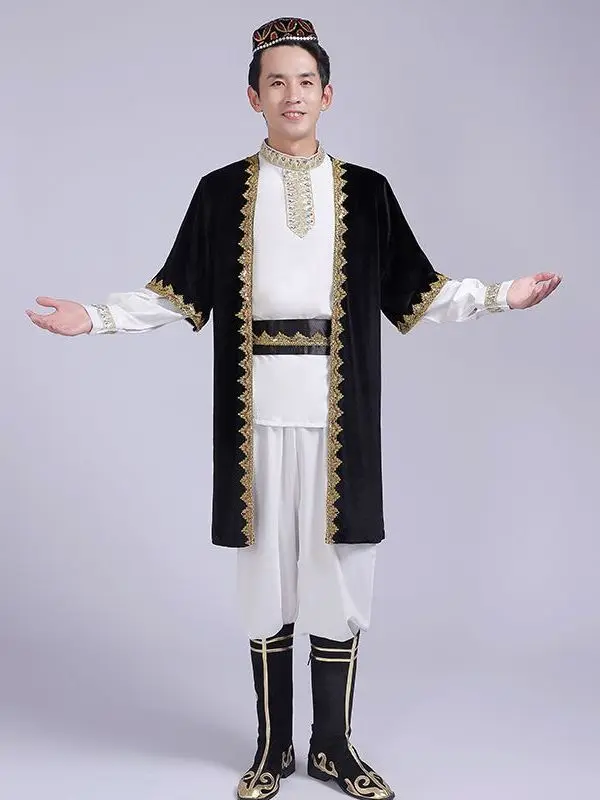 Men's Xinjiang Uyghur Clothing Ethnic Style Kazakh Dance Clothing Xinjiang Hui Minority Stage Performance Costume