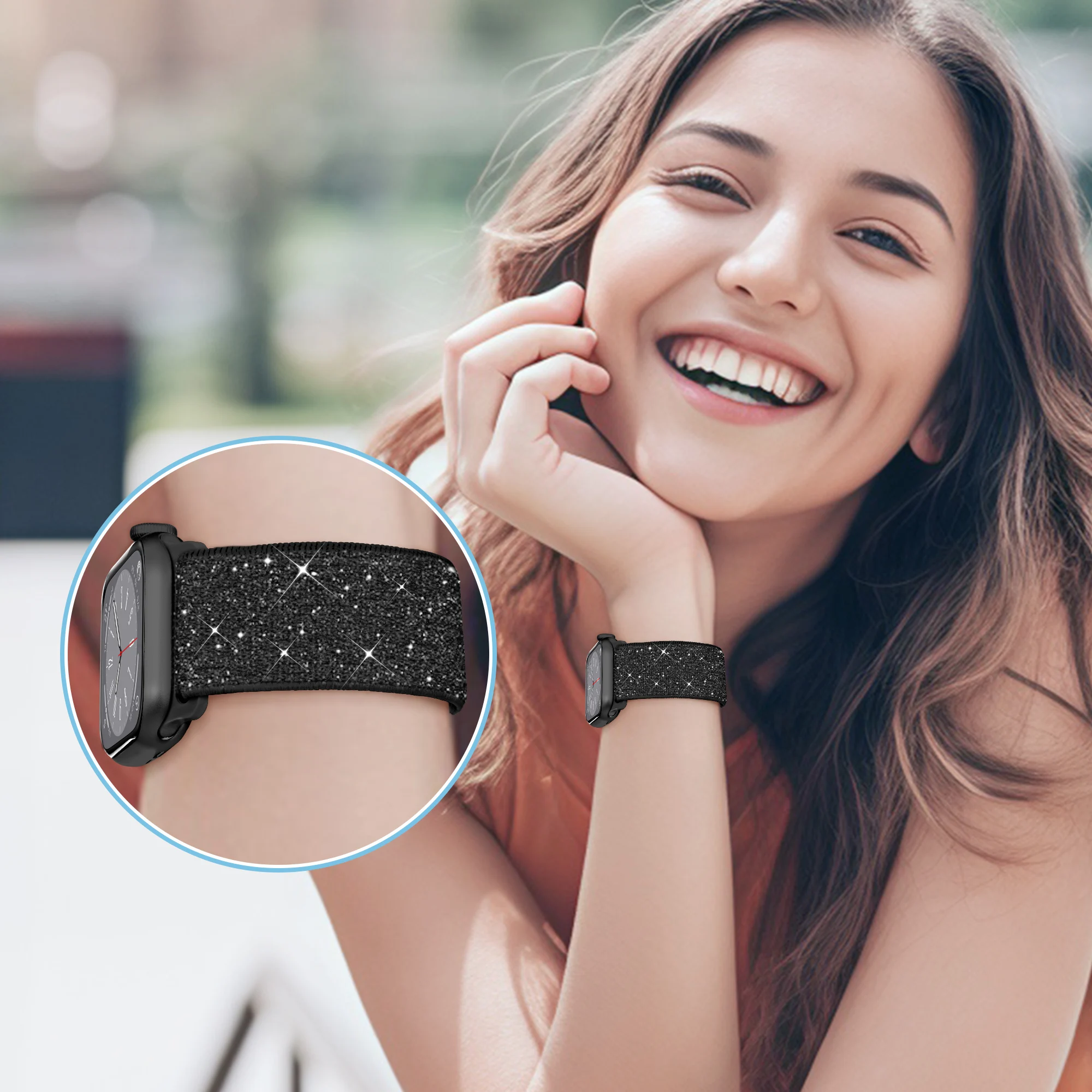 Glitter Elastic Nylon Strap Bracelet