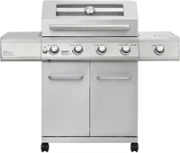 Monument Grills Larger 4-Burner Propane Gas Grill Stainless Steel Heavy-Duty Cabinet Style with Knob Controls & Side Burner 1