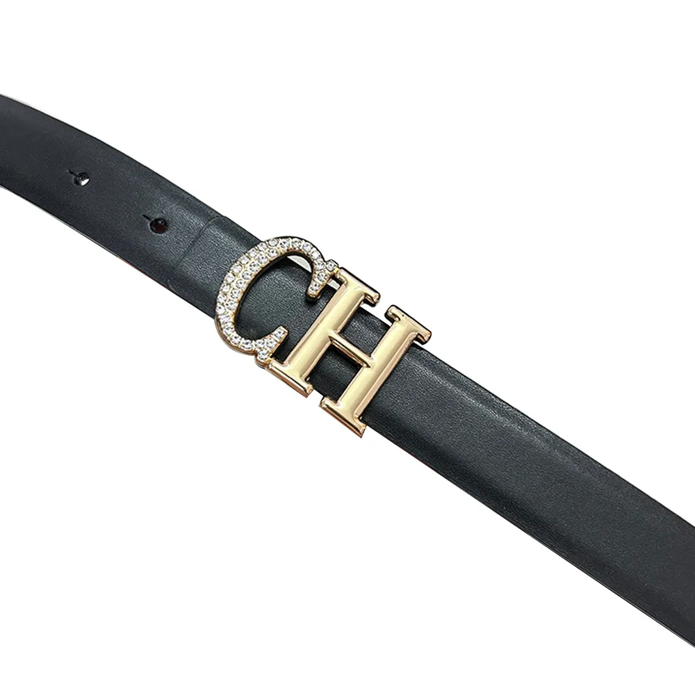 New Women's Letter CH Rhinestone Waistband Super Fiber Durable Sweet Versatile Adornment Belt Solid Color Trendy_voghion.com