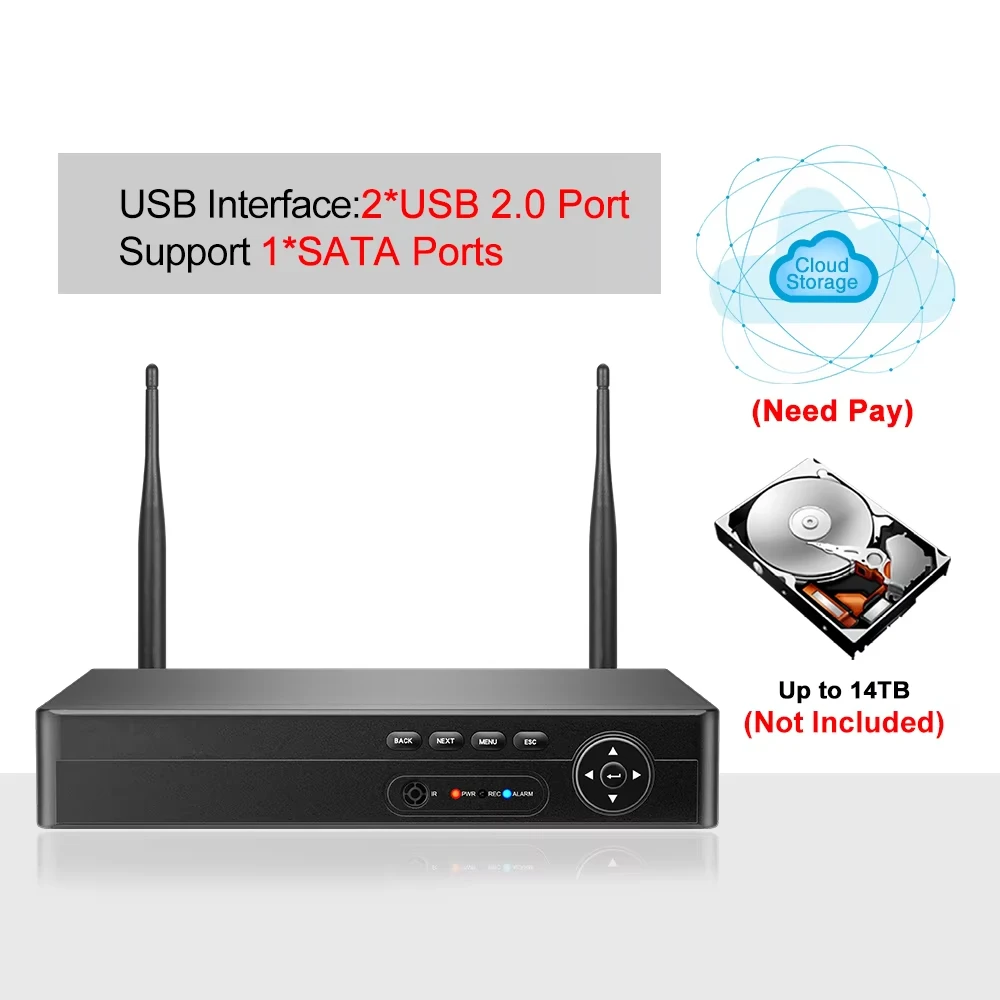 Network Video Recorder Techage 8CH NVR H.265 5MP 4MP Wireless Recorder Wifi CCTV IP Camera Security Protection System P2P XMeye Pro ONVIF Network Video