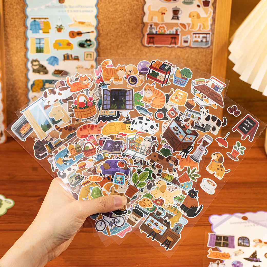 2sheets Small Daily Series Kawaii Cartoon Animal Die Cutting Stickers DIY Diary Scrapbook Aesthetics Stationery Stic