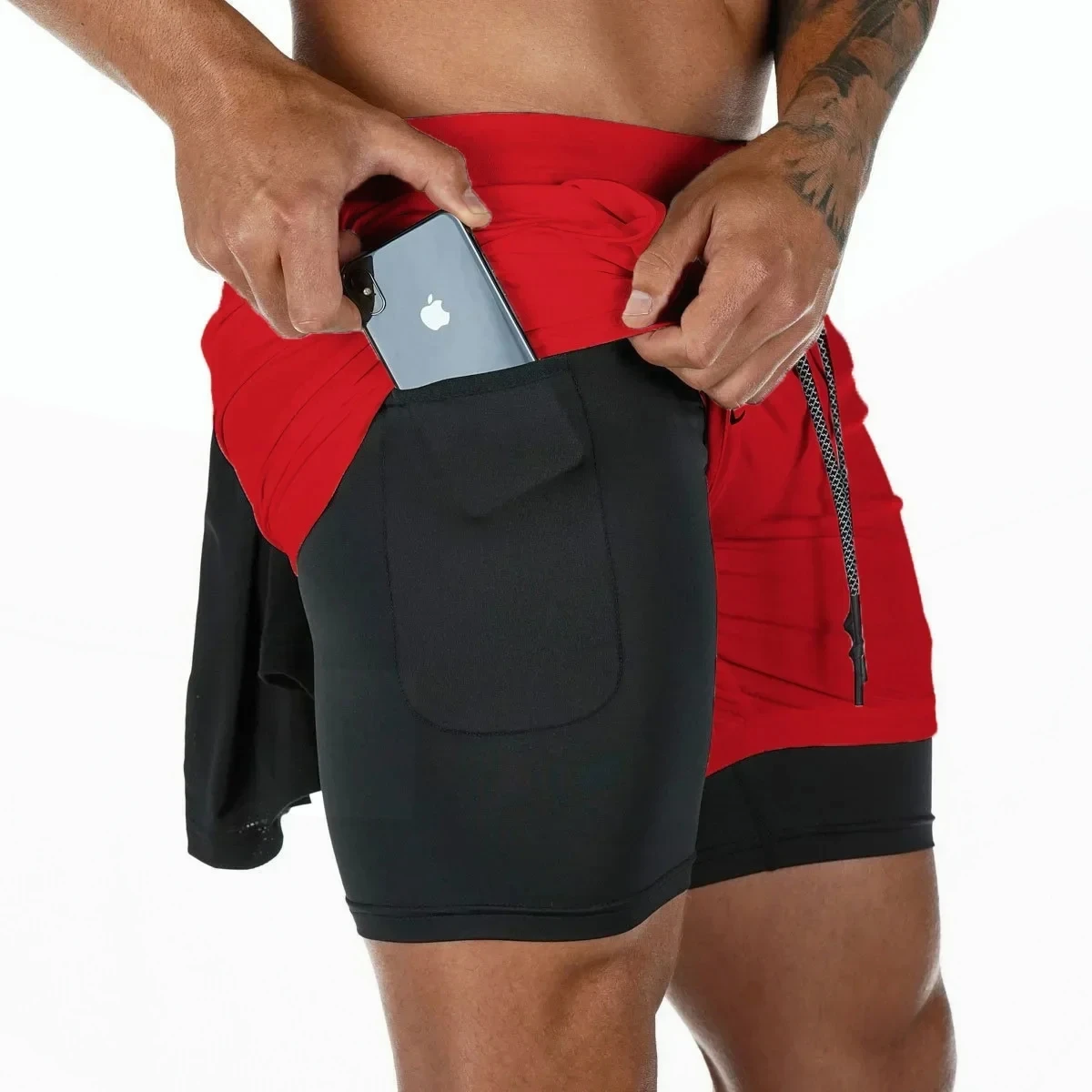 2 in 1 Sports Shorts Men Fitness Gym Training Quick Dry Shorts Workout Jogging Double Deck Summer Anime Berserk 6