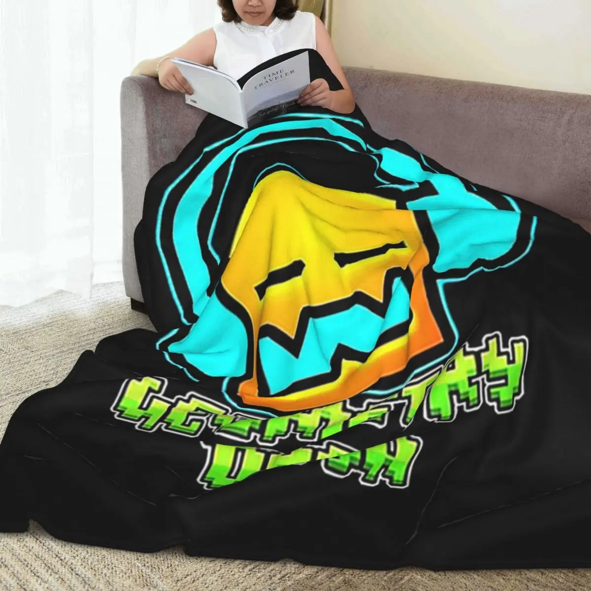 Video Game Geometry Dash Blanket Soft Warm Flannel Throw Blanket Plush for Bed Living room Picnic Travel Home Couch 4