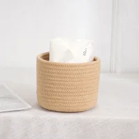 Handmade Woven Cotton Rope Woven Storage Basket Desktop Organizer Sundries Toys Comestics Keys Snacks Box Sundries Organizer 2