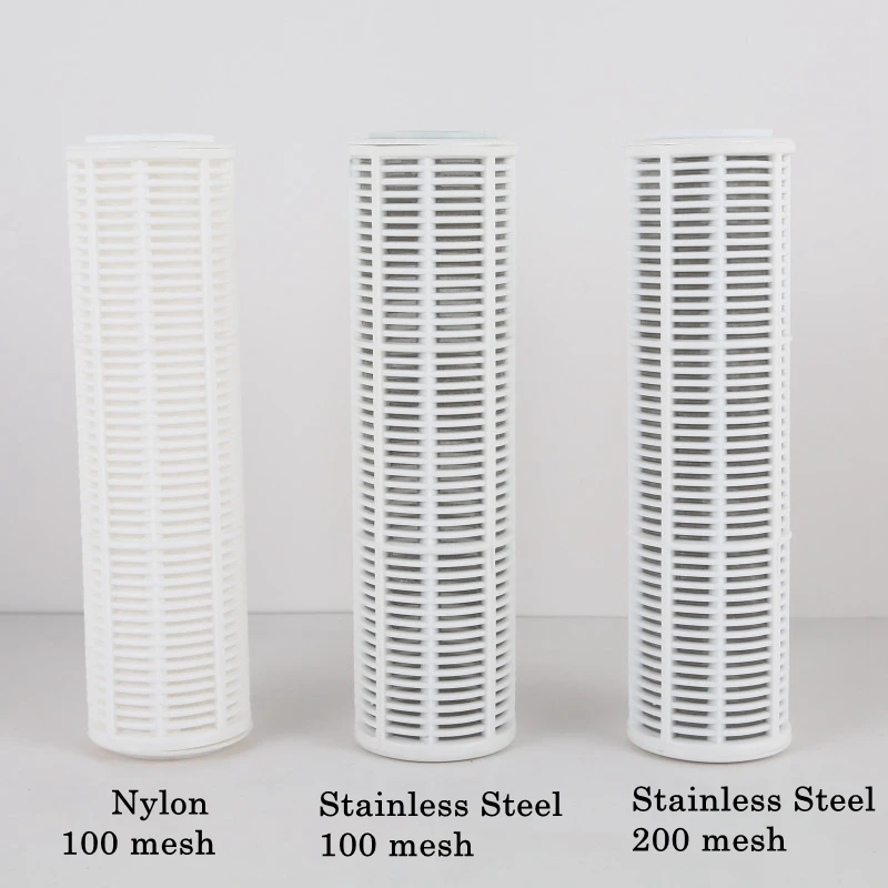 Micro Net Fishbone Filter Element Nylon/Stainless Steel Mesh Filling Water Purifier Pre-Filter Element 10inch