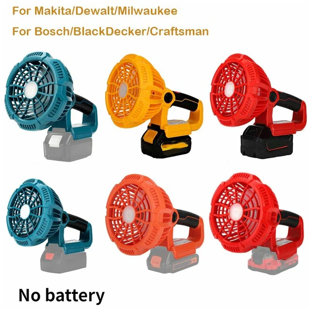 For Makita/Dewalt/Milwaukee/Bosch/Black&Decker/Craftsman 14.4-20V Li-ion  Battery Multifunctional Camping Fan with Remote Control - AliExpress