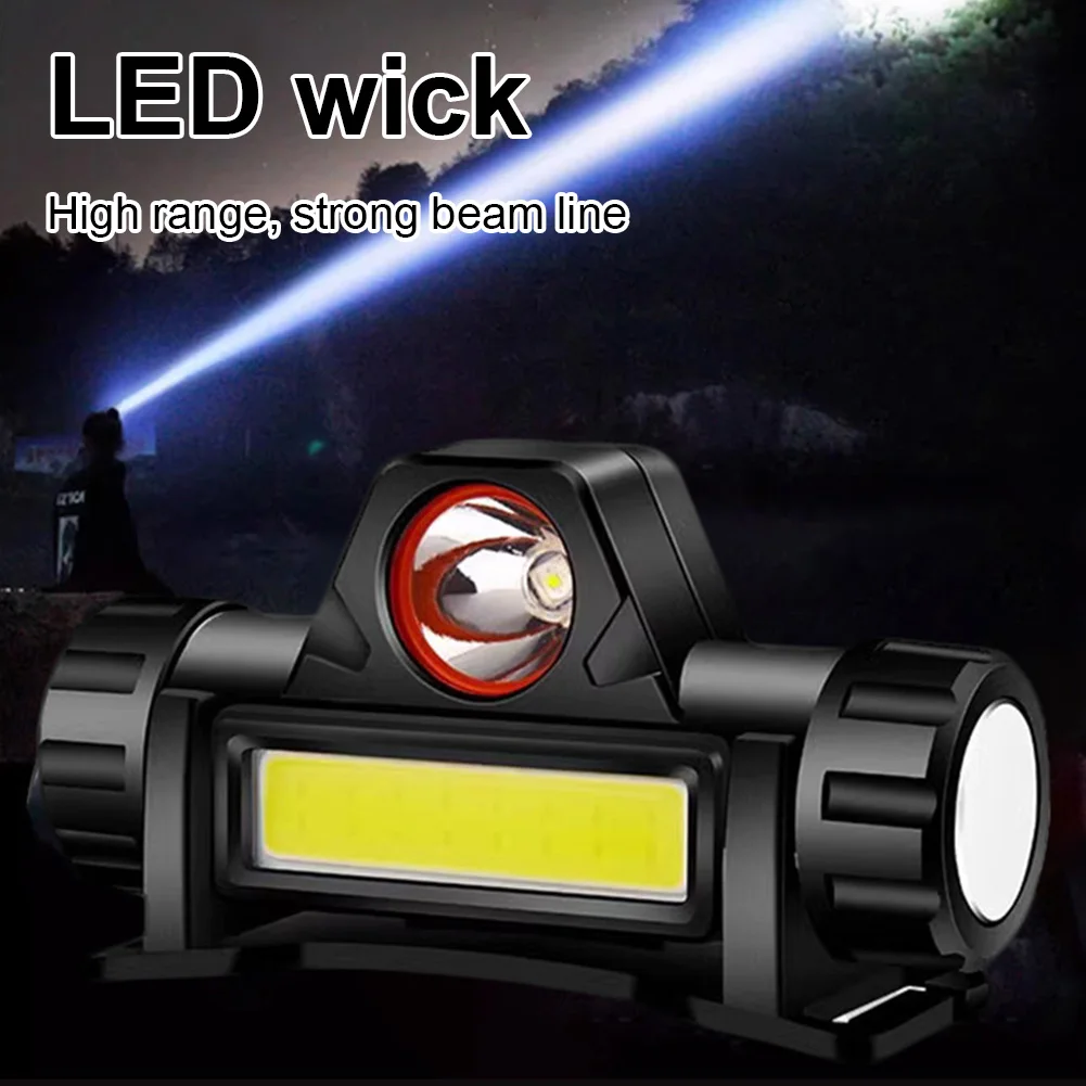 Mini LED Headlamp Waterproof Super Bright Head Torch USB Rechargable 2 Modes Adjustable Headband Outdoor Camping Fishing Lantern
