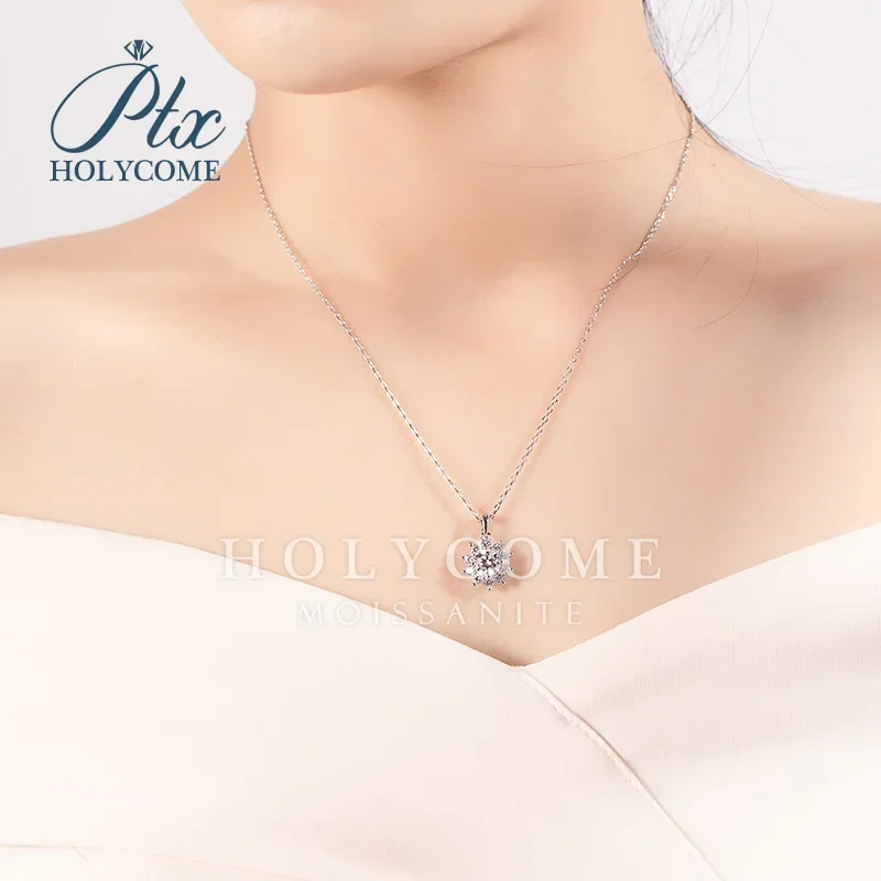 6.5mm VVS1 D Color 8 Hearts and 8 Arrows GRA 1 Carat Moissanite Necklace Top Quality 100% 925 Sterling Silver Engagement Gifts 3