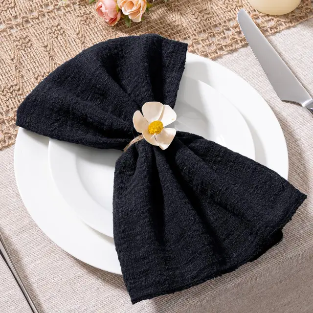 6 pièces, serviettes en tissu de coton 32x32cm, serviettes en tissu de couleur unie faites à la main, serviettes en tissu délicates faites à la main pour les fêtes 4