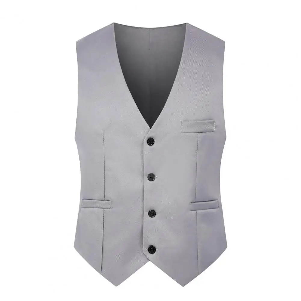 Pure Color Suit Vest Men Waistcoat Single-breasted Slim Business Waistcoat Men V Neck Formal Vest chaleco hombre жилетка мужская 5