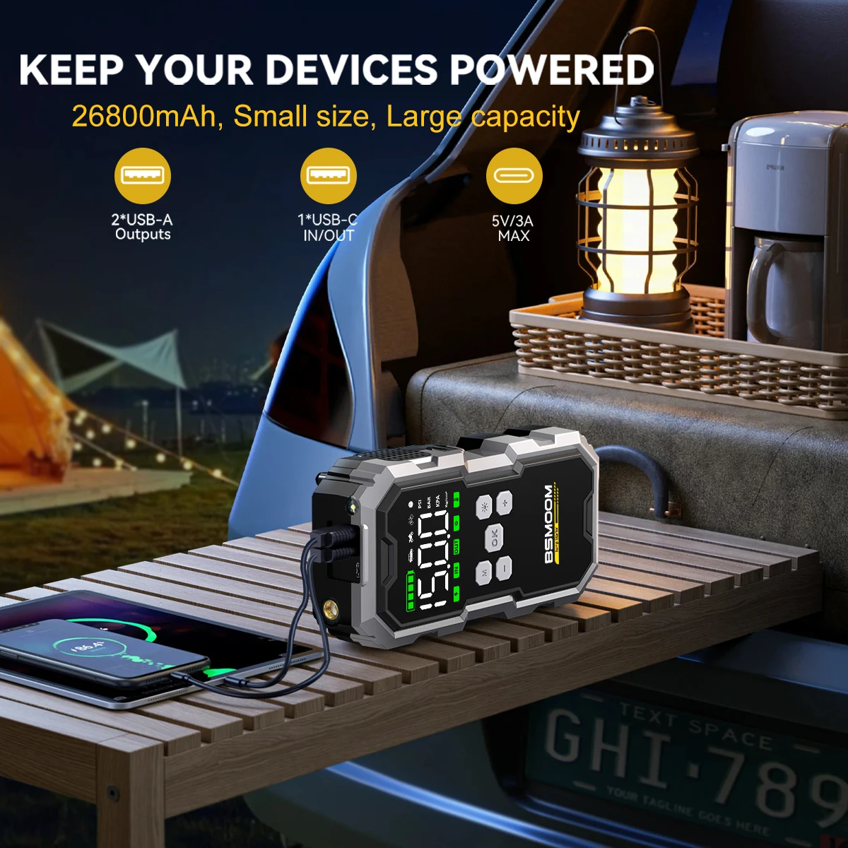 Car Jump Starter Power Bank 7000A/6000A Portable 150PSI Air Pump Car Battery Emergency Boosters Starting Device