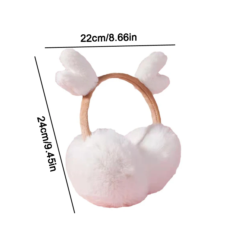 Winter Children's Warm Ear Muffs Solid Color Adjustable Foldable Cute Christmas Antlers Plush Comfortable Ear Muffs