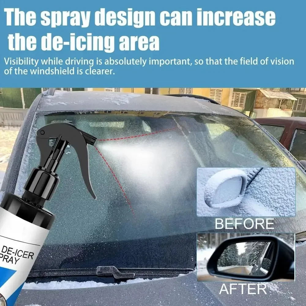 100ml Car Snow Removal Spray Windshield Defroster Auto Snow Melting Deicing Agent Multipurpose Deicing & Melting Agent