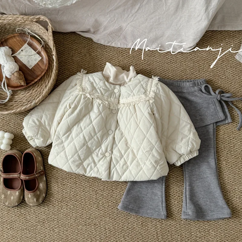 Girls Coat Winter Childrens Clothing Korean Style Baby Girls Fashion Cotton Quilted Quilted Coat Casual Simple Daily