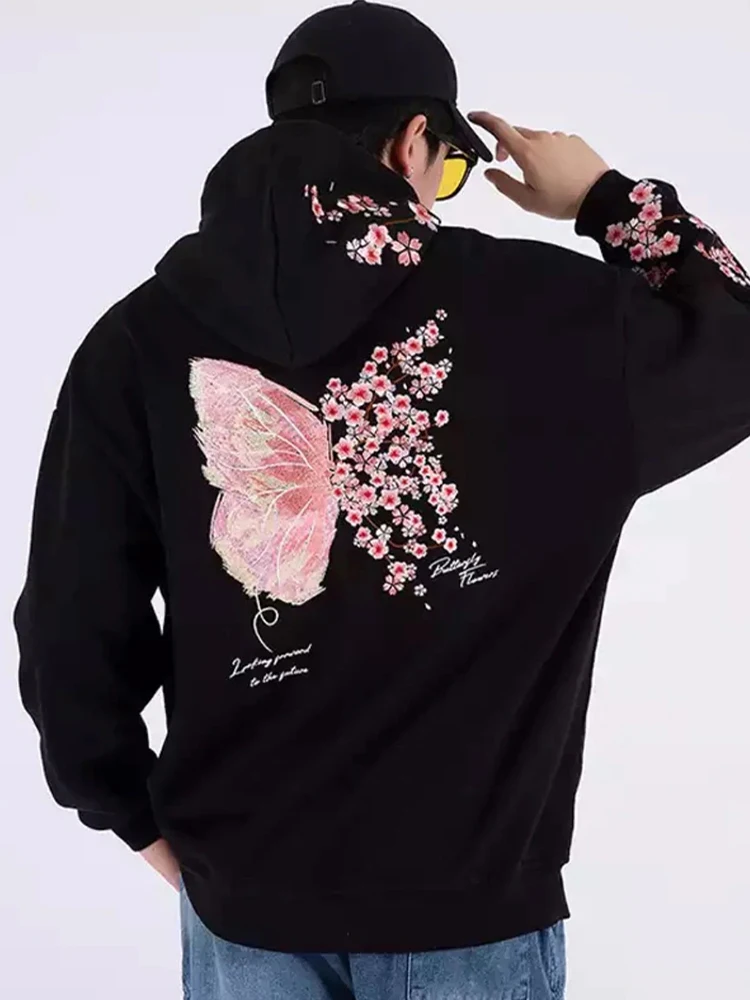 Hoodie Women butterfly Flower Printed Sweatshirts Harajuku Fashion Graphic Kawaii Sweatshirt Female male outwear