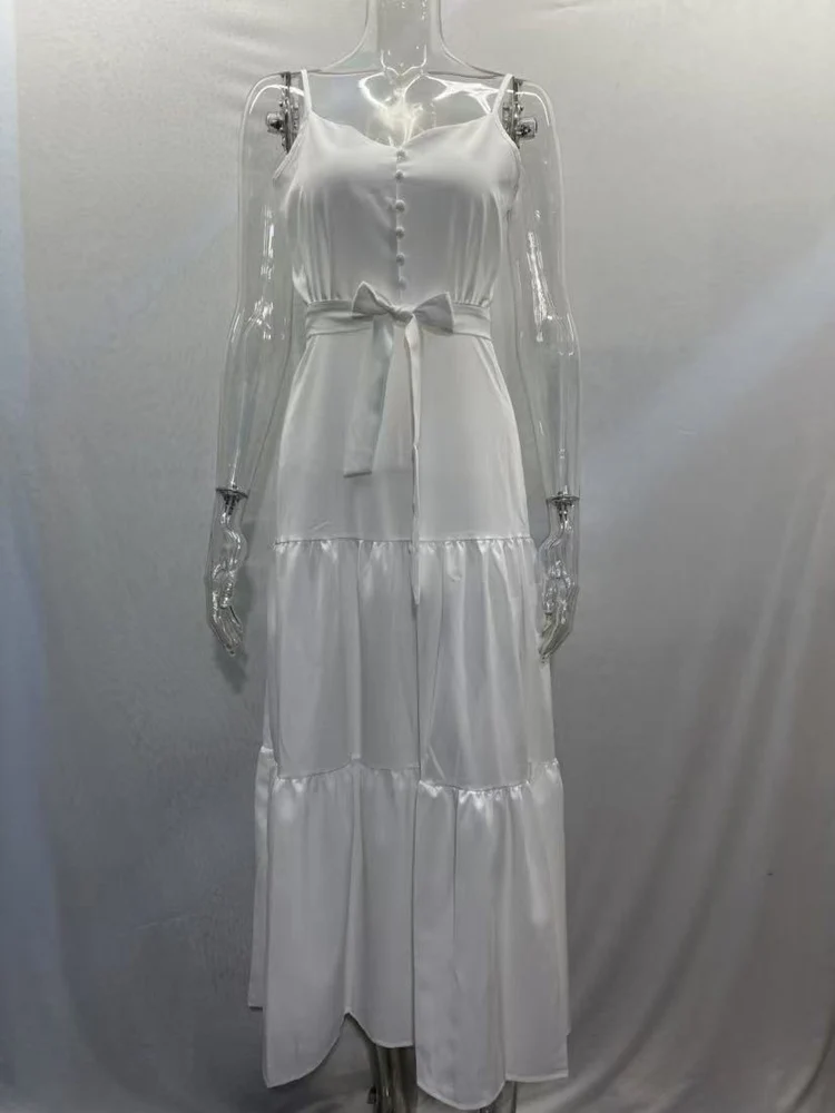 Elegant Lace Up Summer Dress for Women