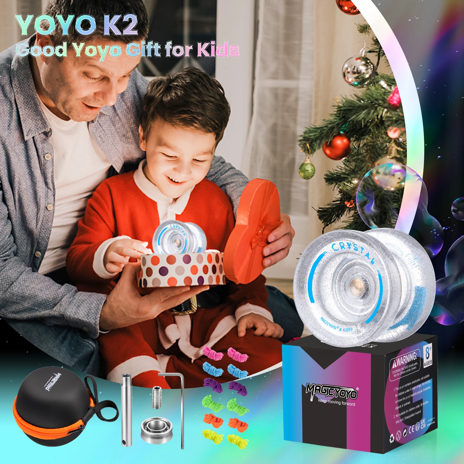 MAGICYOYO K2 Crystal Yoyo Pro Responsive for Kids Finger Spin Trick for Beginner Dual Purpose