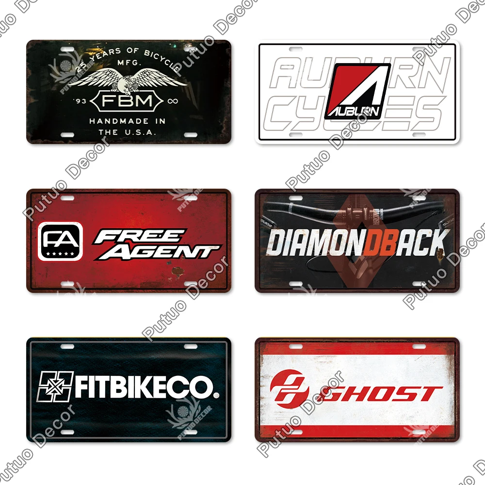 Putuo Decor Bicycle Brand Vintage License Plate Metal Tin Sign For Garage Man Cave Bike Shop Wall Decoration Bike Repair license plate holder license plate frame license plate bracket