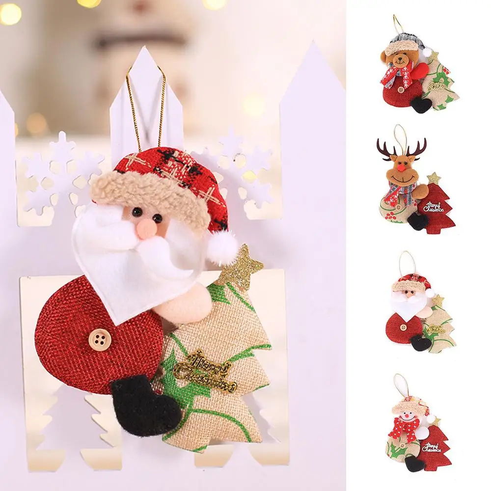

1pc Christmas Decorations Holiday Window Fabric Cartoon Pieces Doll Hanging Tree Old Cute Man Hugging E8D7
