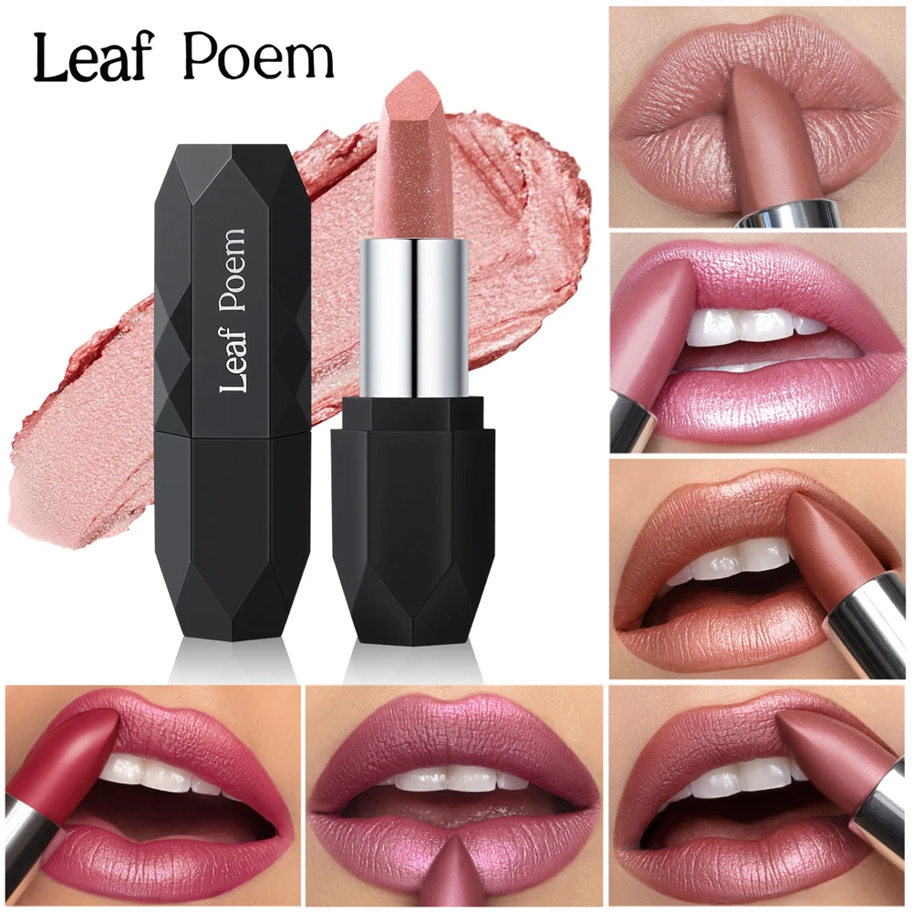 Perlmuttfarbener Lippenstift, langanhaltend, wasserfest, rosafarben-metallisch-diamantfarben, für seidig-charmante, volle und ausdrucksstarke Lippen_voghion.com