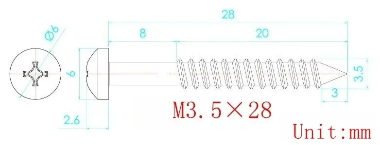 Gitarren-Vibrato-Brücke, spezielle Schraube M3,5 * 28 mm, 12 Stück, erhältlich in vier Farben, Material aus Edelstahl – Detail 1