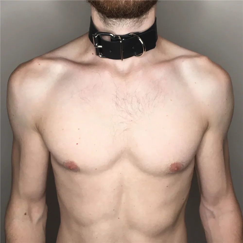 Goth Bdsm Neck Bondage PU Leather Harness leather chest harness Sexy Men Gay Bdsm Belt Erotic Costume Collar Fetish Wear Club Party Sex Accessories