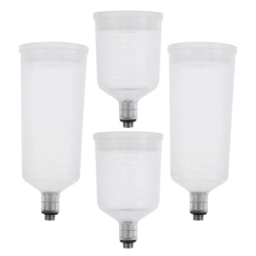 4Pcs 분할형 에어 브러시 페인트 컨테이너 교체 용기 정확한 분리형 에어 브러시 페인팅 도구 용 투명 플라스틱 컵