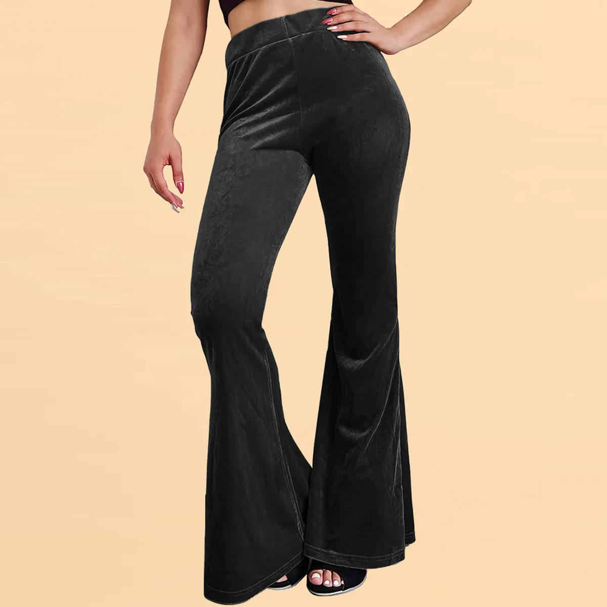 2023 Ladies Velvet Bell-bottoms Elastic Elastic High-waisted Bell-bottoms Casual Pants Women Korean Reviews Clothes Pants Women